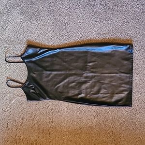 Spaghetti Strap Faux Leather Dress